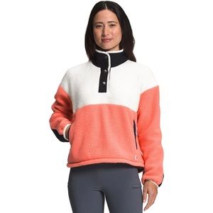 NEW Northface cragmont women’s Medium fleece pullover orange white clasp top
